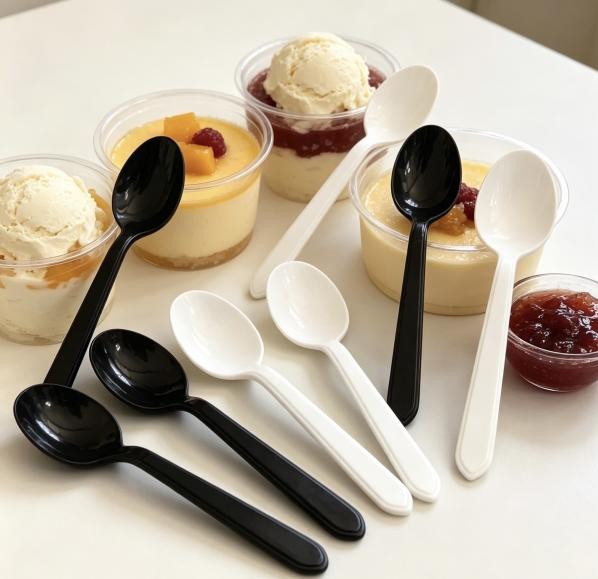 Black disposable PP soup spoon