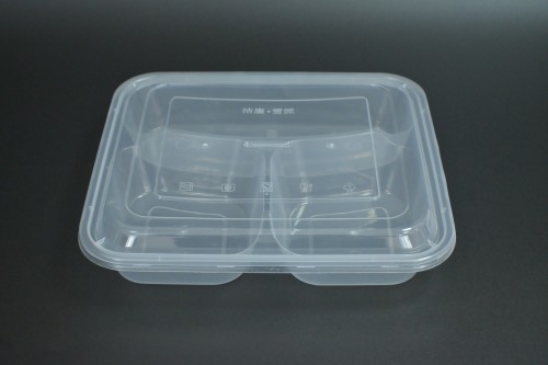 High-capacity PP three-grid square food box