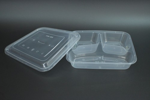 High-capacity PP three-grid square food box